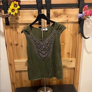 Cato Olive Green Beaded Blouse